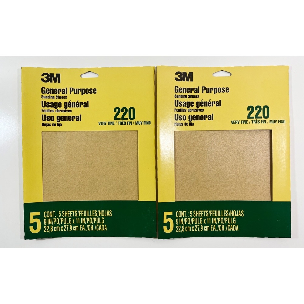 3M General-Purpose 9 In. x 11 In. 220 Grit Very Fine Sandpaper (12 PACKS OF 5)